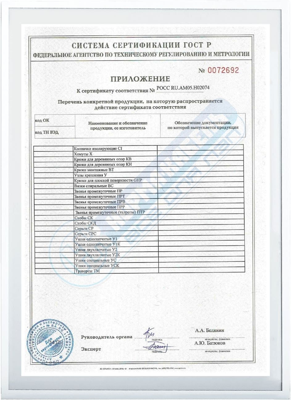 Сертификаты на арматуру и оборудование СИП 6-20 кВ марки Инстал